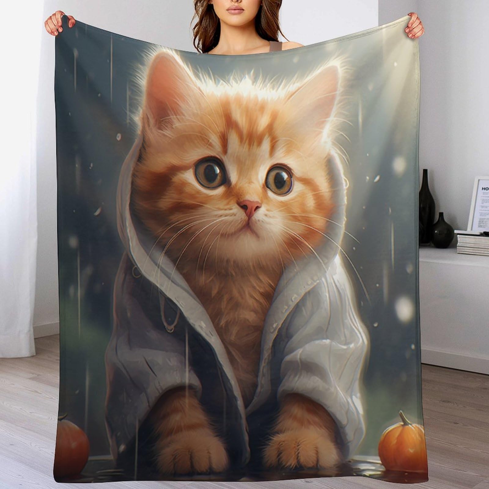 Manta de franela para sofá cama microfibra suave con estampado de gatos