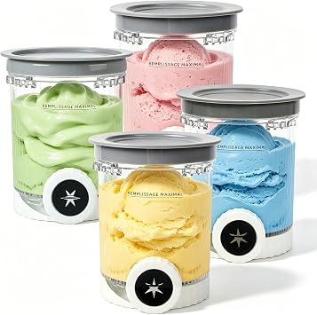 Ice Creami Tubs   4 Pack 16Oz Pints with Lids for NC700 NC701