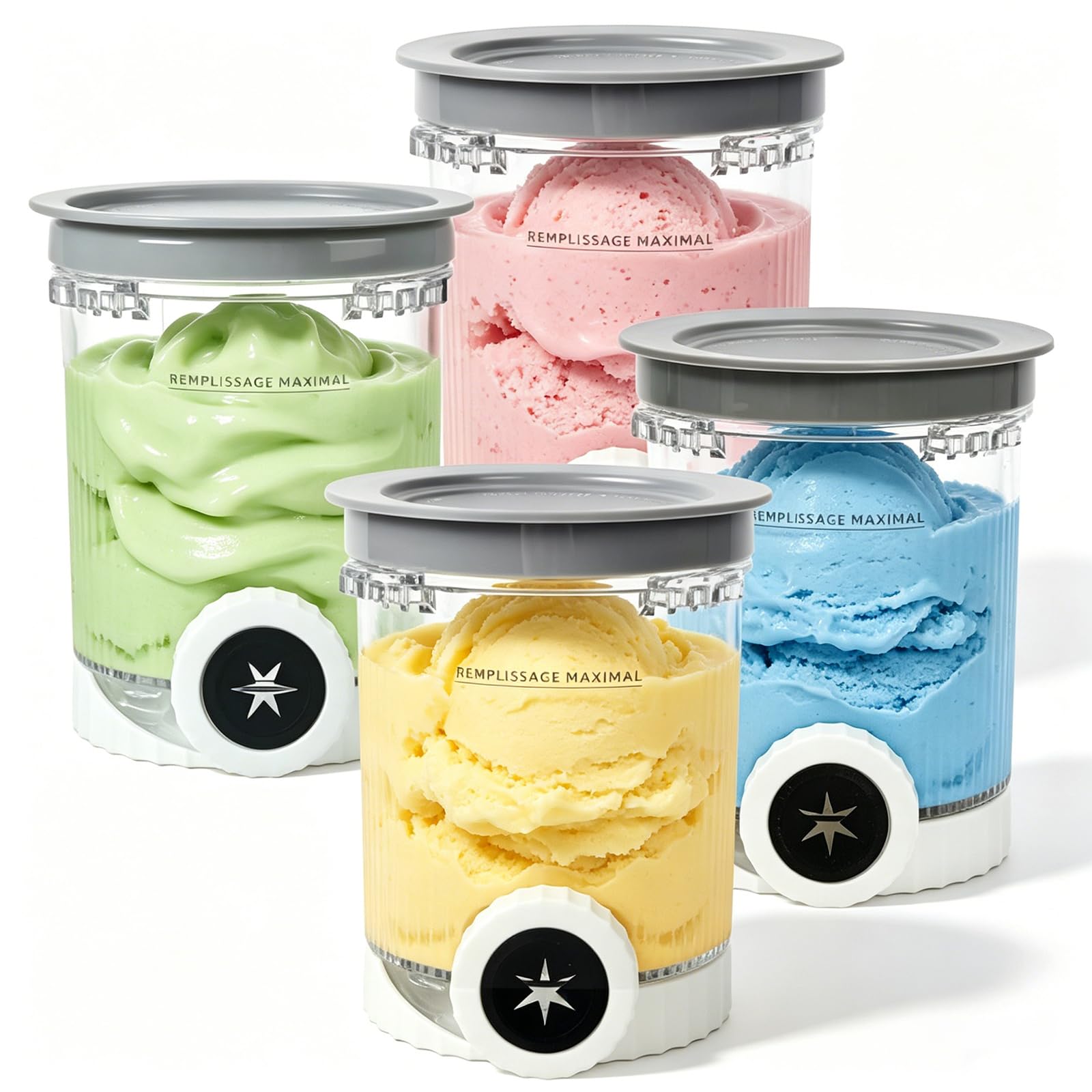 Domigard Ice Creami Tubs – 4 Pack 16Oz Pints with Lids for NC700 NC701