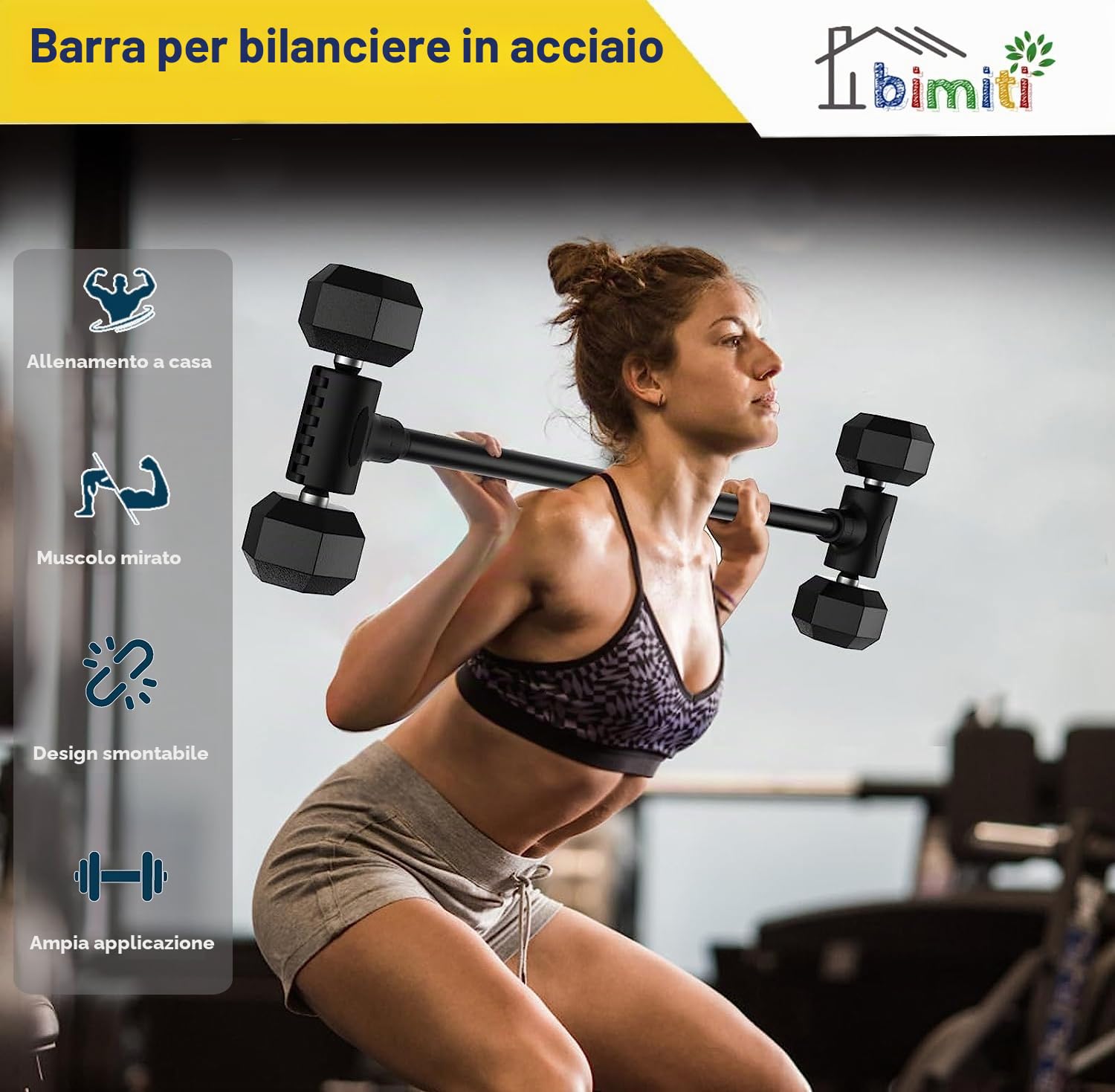 Bimiti Convertitore di manubri a barra regolabile per sollevamento pesi - Accessori che supportano fino a 175 libbre per palestra