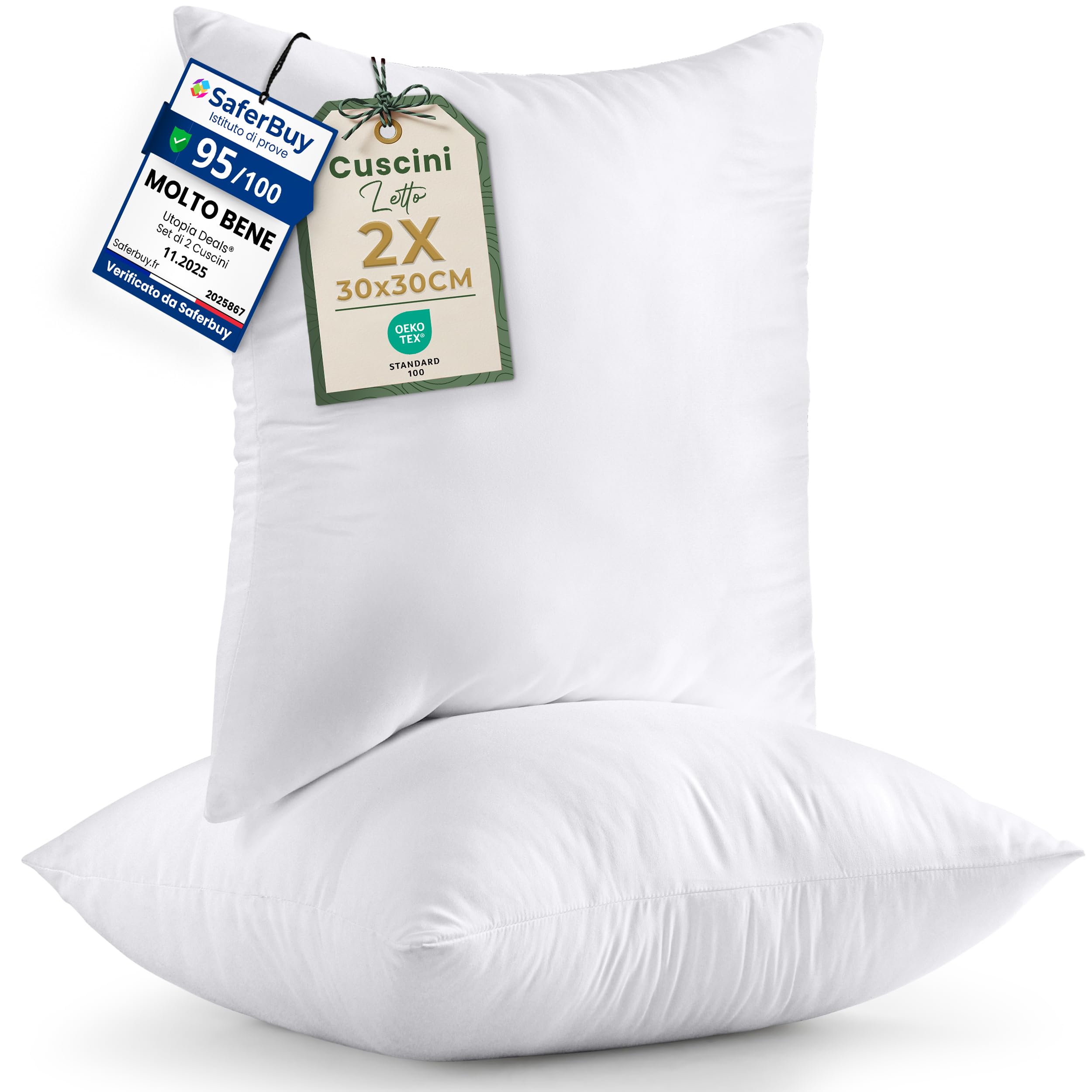 YASMENG Set Di 2 Cuscini 40x40 Cm – Morbidi E Soffici A Righe, Imbottitura In Microfibra 3D E 7D, Lavabili, Certificati Ökotex