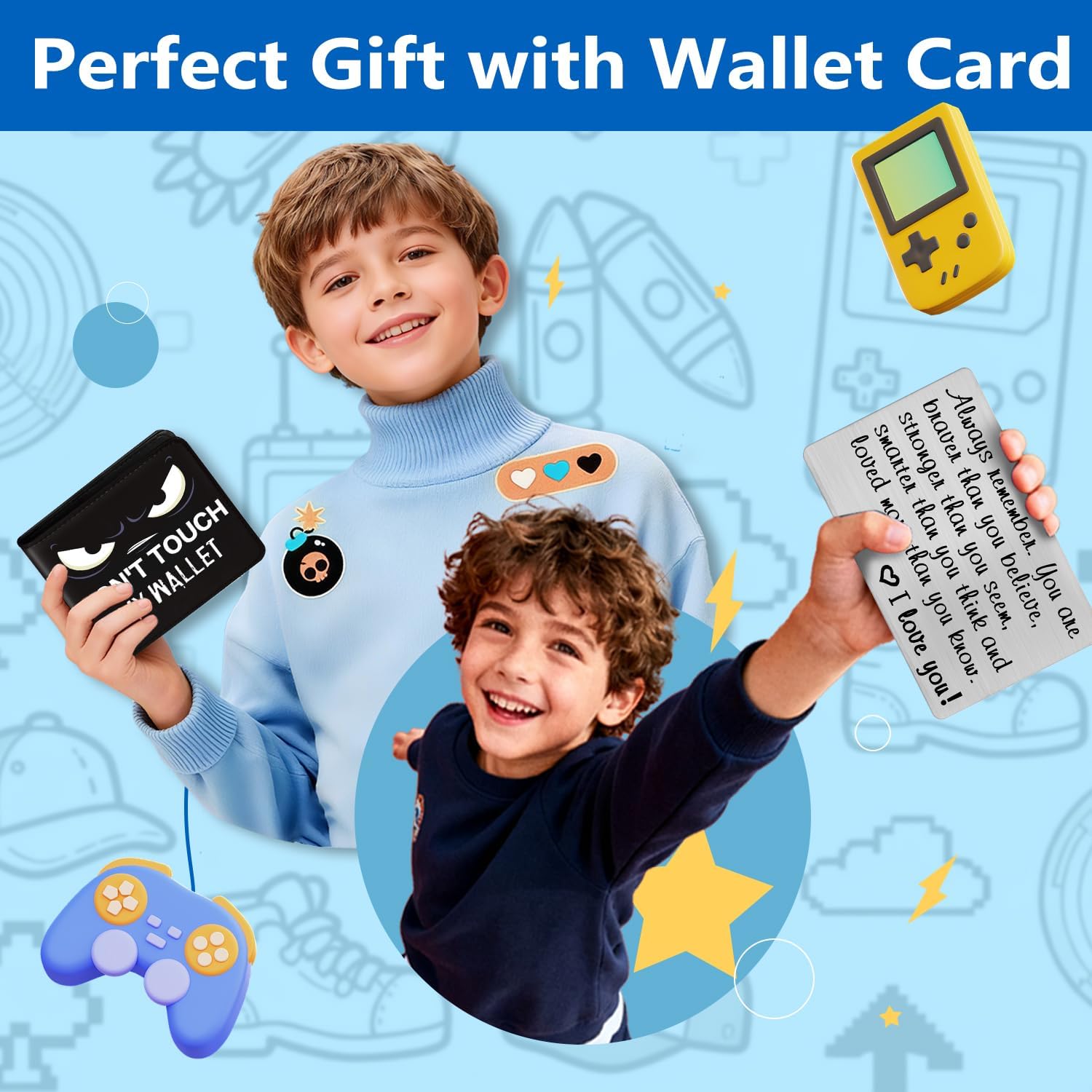 Kids Wallet for Boys, Cool Wallets for Teen Son Ages 4 5 6 7 8 9 10 11 12 13 14 15 16, Leather Bifold Purse with Coin Pocket ID Window, Christmas Birthday Gift for Kid Men Boy Youth Guys image 5