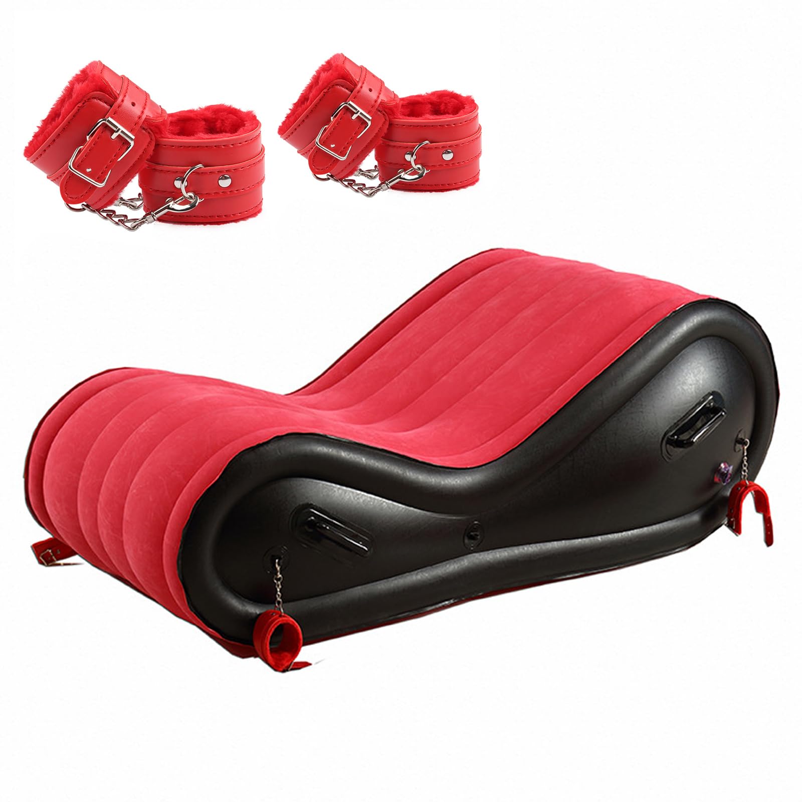 Divano gonfiabile per coppie, cuscini e rampe sexy, rampa multifunzionale con supporto lombare, manette e cavigliere, mobili per il sesso BDSM, set di giocattoli sessuali.