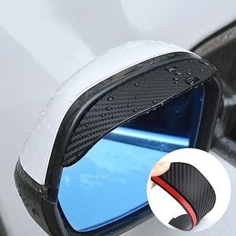 Universal Car Rear View Mirror Rain Cover Sun Visor Carbon Fibre Side Mirror Rain Cover Car Accessories Pack of 2 01