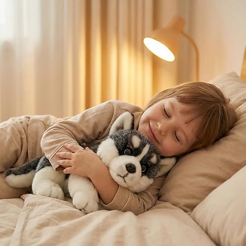 Miniatura 4 de CU-MATE Juguetes de peluche para perros Husky siberianos de 16 pulgadas, simulación realista y realista, juguete de peluche hecho a mano, regalo