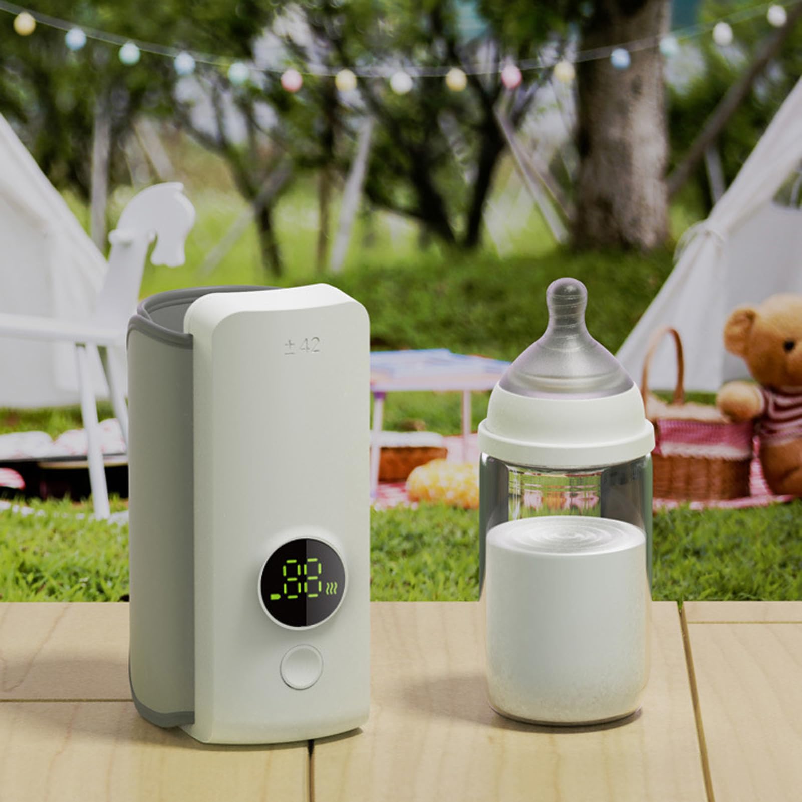 Generic Calentador de Biberones Calentamiento Rápido 6 Velocidades de Temperatura para Leche Materna y Fórmula, Funda Protectora de Calor de Leche Recargable por USB para el Hogar y los Viajes