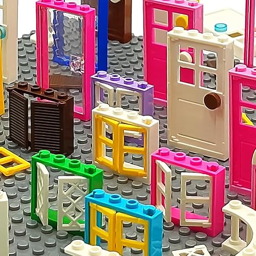 Miniatura 9 de Juego de 110 piezas, puertas, ventanas, cercas y luz para MOC, juego de juguetes creativos para decoración de casa de calle, compatible con