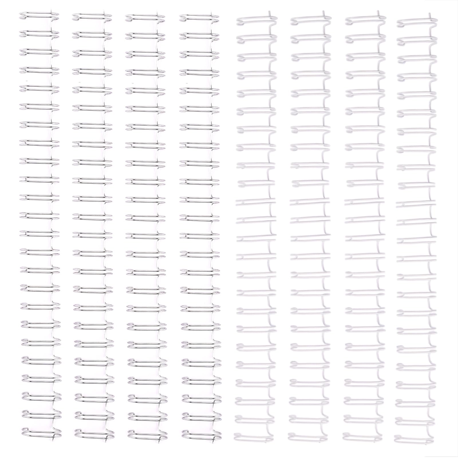 Vaessen Creative Metal Wires 2:1 White & Silver-8 Pcs of 16 mm Easy Binding Machine-for Bookbinding Notebooks, Documents, Planners, Journals and Albums, Various, 30,5 cm x 16 mm