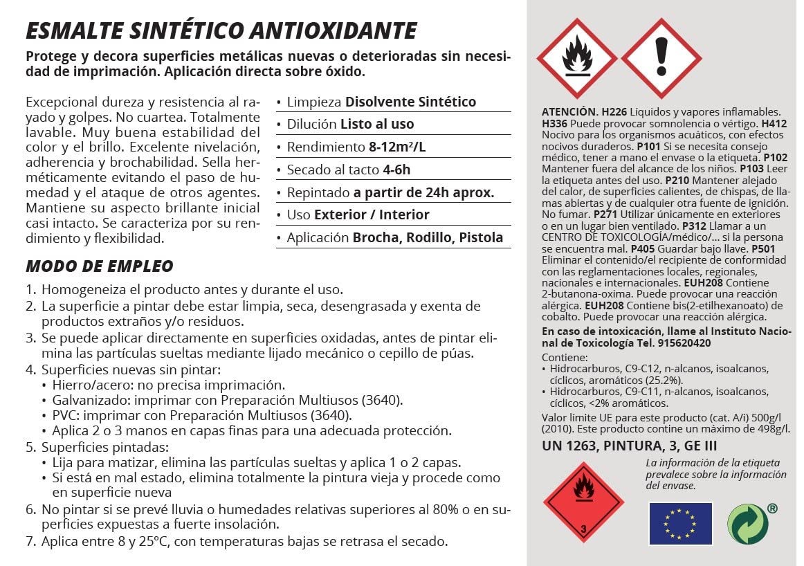 JOVIRA PINTURAS Esmalte Directo sobre Óxido Antioxidante Brillo. Protección y decoración de superficies de acero, hierro y madera, hierro y acero. (750 Mililitros, verde primavera)