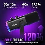 FIFINE USB/XLR Microphone dynamique pour l'enregistrement Podcast, PC Computer Gaming Streaming Mic avec RGB Light, Mute Button, Casque Jack, Desktop Stand, Vocal Mic pour chanter YouTube-AmpliGame AM8