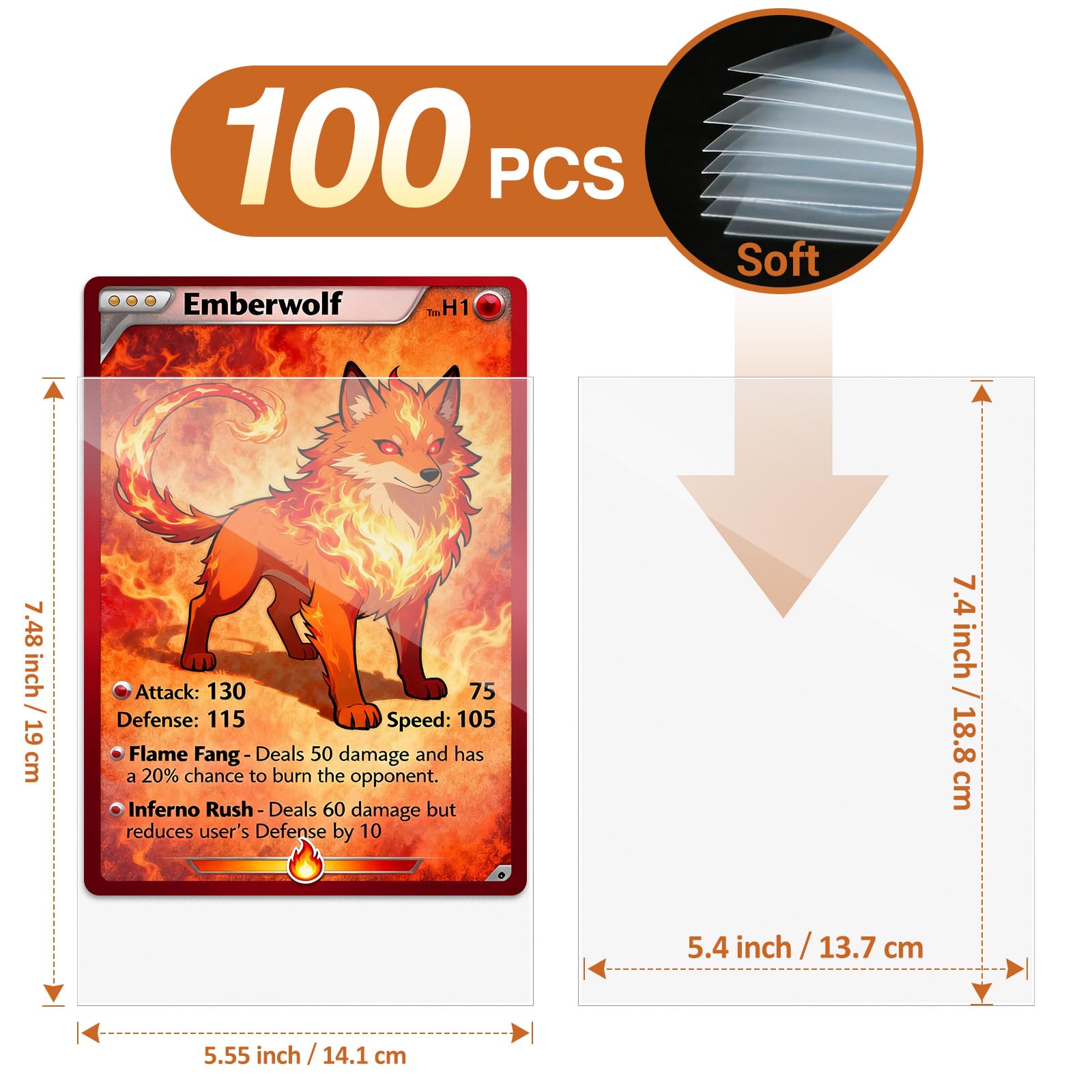 Amazon.com: Jumbo Card Sleeves 5.4 x 7.4-100 Pack Soft Clear Oversize Card  Protector Sleeves, Jumbo Card Top Loader Size L, Large Card Sleeve for Oversized  Trading Card, TCG, MTG, Game Sport Cards,