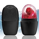 XHJRI Ice Face Roller Massager,Ice Cube Roller for Face, Eyes and Neck Naturally Conditioning and Skin Care,De-Puff Eye Bags,Reduce Migraine Pain,Reusable Massage Silicone Ice Mold (New Black)