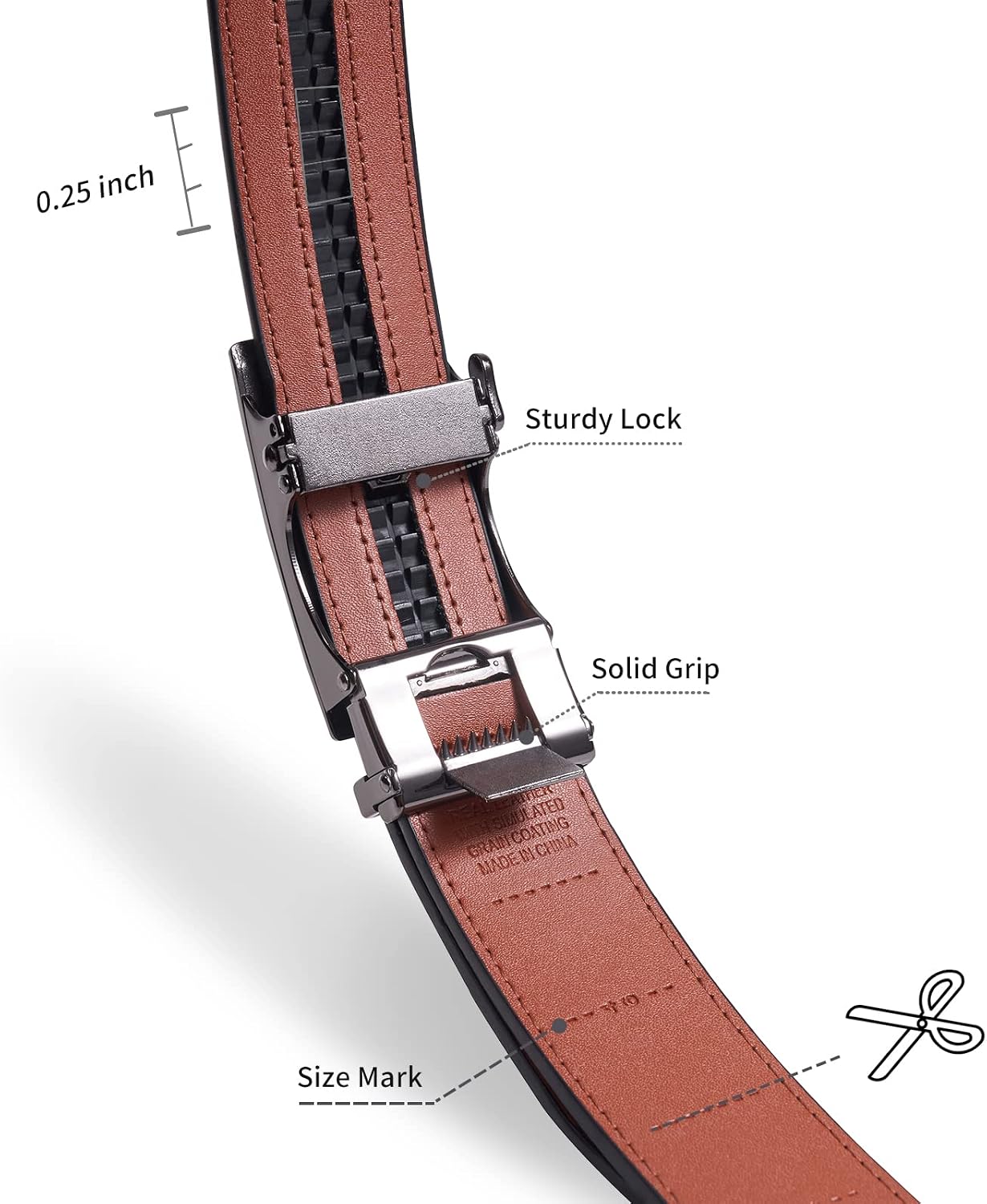 TANGCHAO Men's Belt,Ratchet Belt for Men - Mens Genuine Leather Belt 1 3/8" for Dress and Casual Jeans -Adjustable Belt image 3