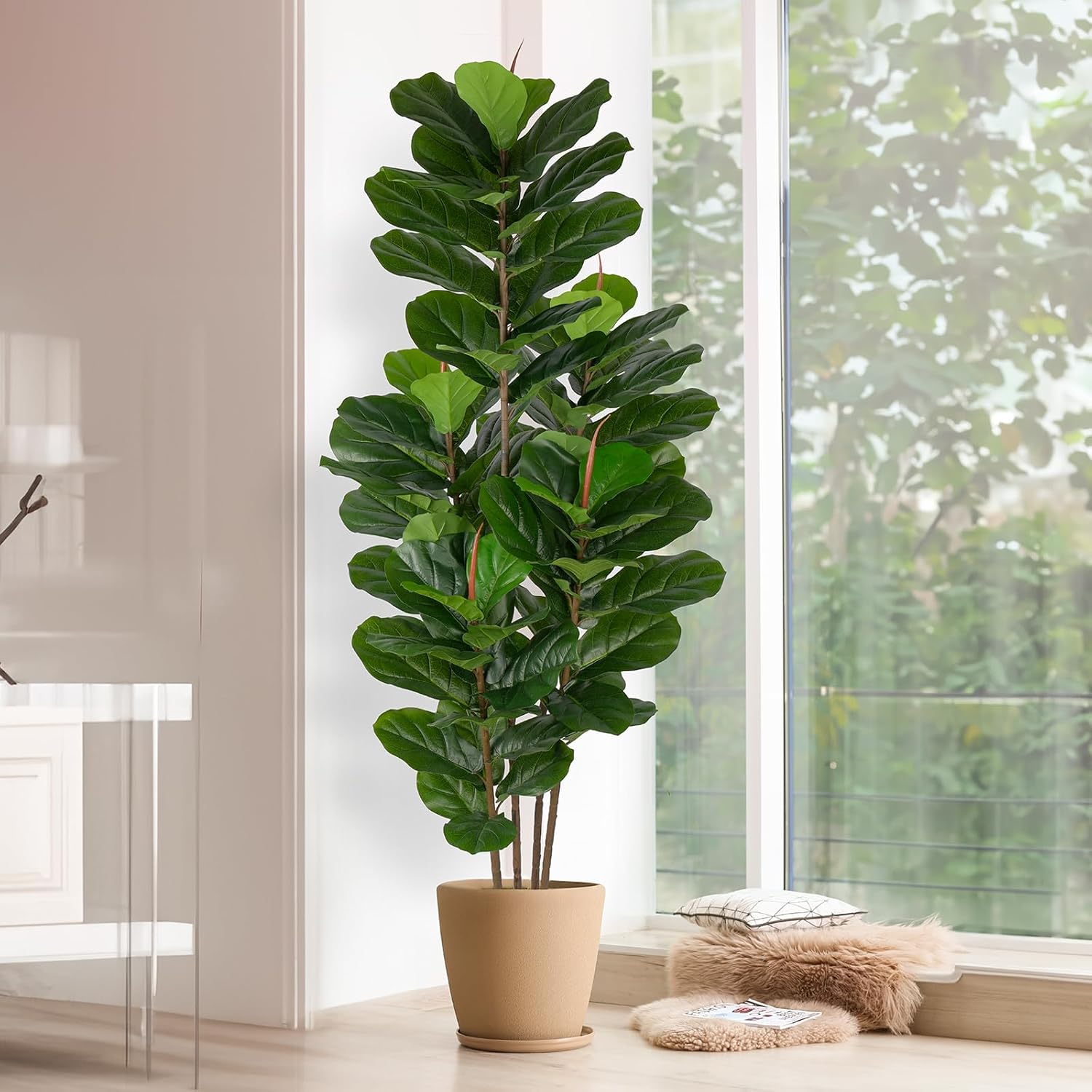 Yepdin Faux Fiddle Leaf Fig Tree 6 FT Artificial Ficus