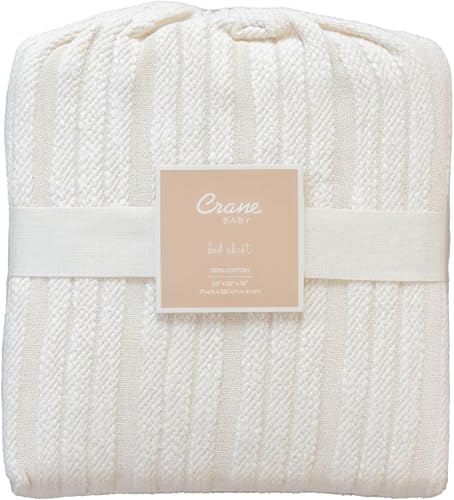 Miniatura 2 de Crane Baby Falda bohemia para cuna, 100 % algodón, con borlas, blanco natural, se adapta a cunas estándar, 28 x 52 x 16 pulgadas, falda neutra para