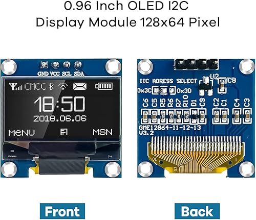 Miniatura 9 de 5 unidades de 0.96 pulgadas OLED I2C IIC módulo de pantalla 12864 128x64 Pixel SSD1306 Mini placa de pantalla OLED autoluminosa compatible con