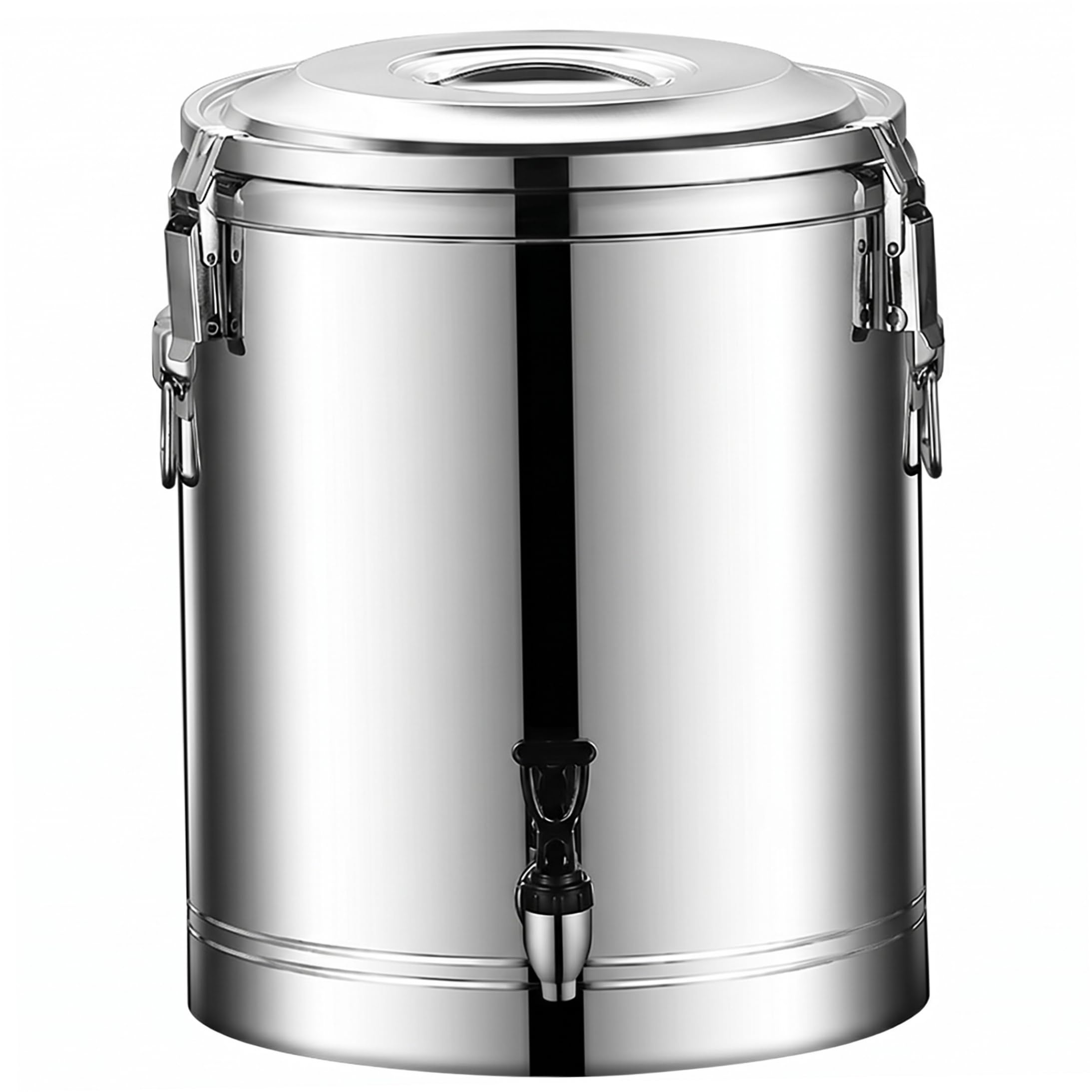 Edelstahl-Wasserspender, 20 l, isolierte Milchkanne, 5 Gal Metalleimer mit auslaufsicherem Verschluss und Zapfhahn für heiße/kalte Flüssigkeiten.
