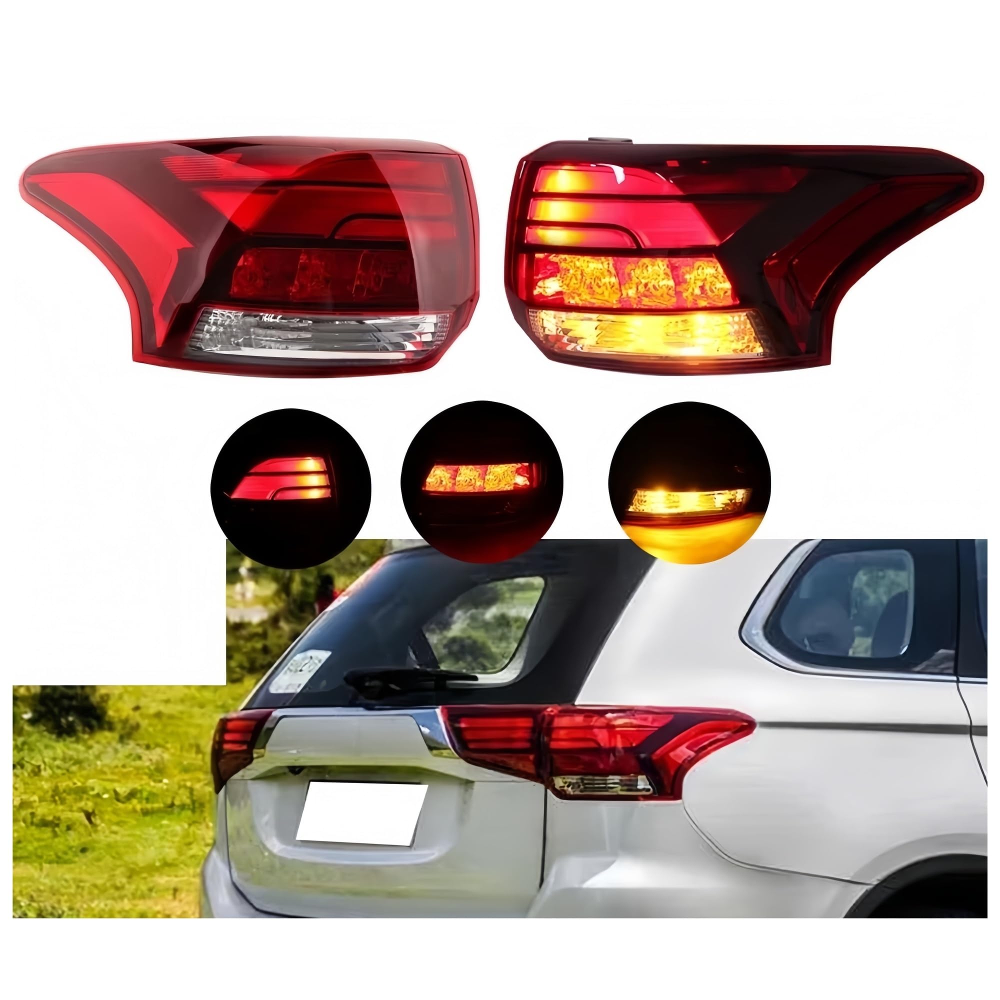 Recambios de automóviles luces traseras led exterior/interior lámpara trasera con lámpara de señal de giro lámpara de freno, compatible con Mitsubishi Outlander PHEV 2016-2021(Inner Right)