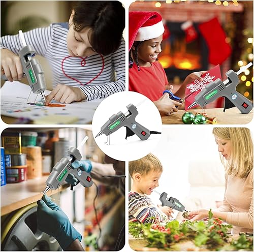 Miniatura 22 de Pistola de pegamento caliente con 30 barras de pegamento, pistola de precalentamiento rápido de fusión caliente, kit de mini pistola de pegamento