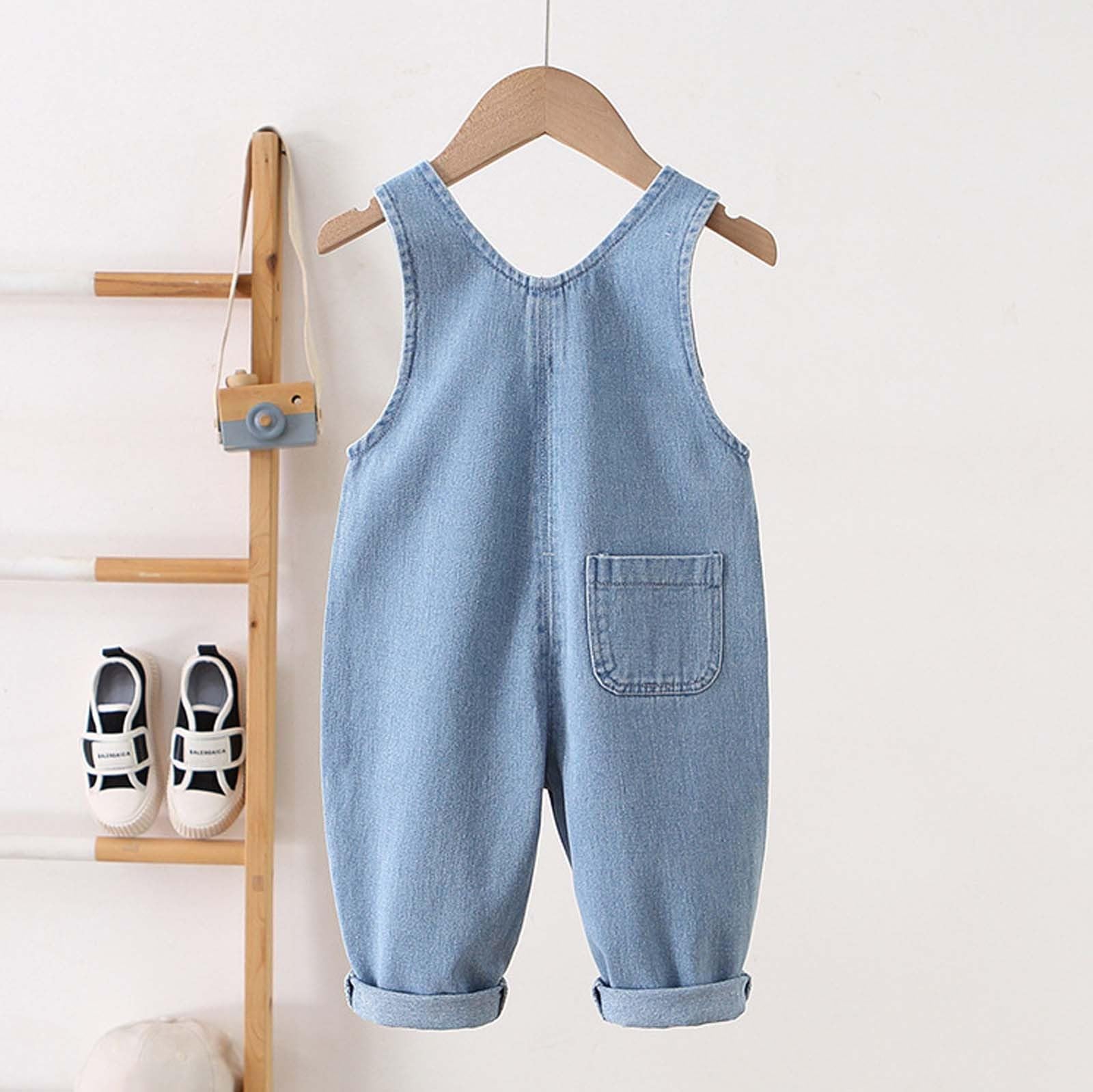 Salopette da bambina con ricami floreali, graziosi pantaloni jeans per bambini e abbigliamento da gioco, morbidi e confortevoli, ideali per l'uso quotidiano