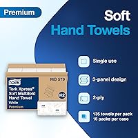 Vista 3 de Tork Soft Xpress Multifold Paper Hand Towels White, H2 System Compatible 16 Packs X 135 Towels Each (MB579)