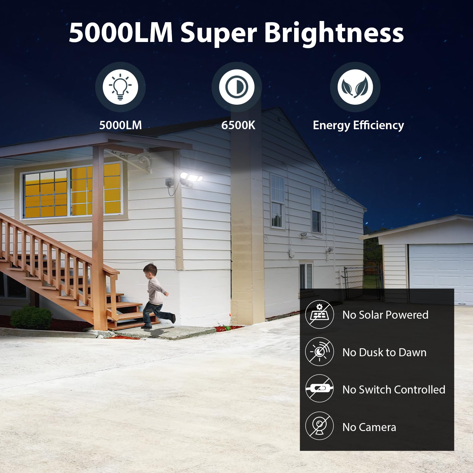 iMaihom 50W Motion Sensor Outdoor Lights, Plug in Flood Lights Outdoor 5000LM, 3 Mode LED Security Lights with Plug Remote Control, 6800K Group Connection IP65 Waterproof Motion Sensor Light for Yard