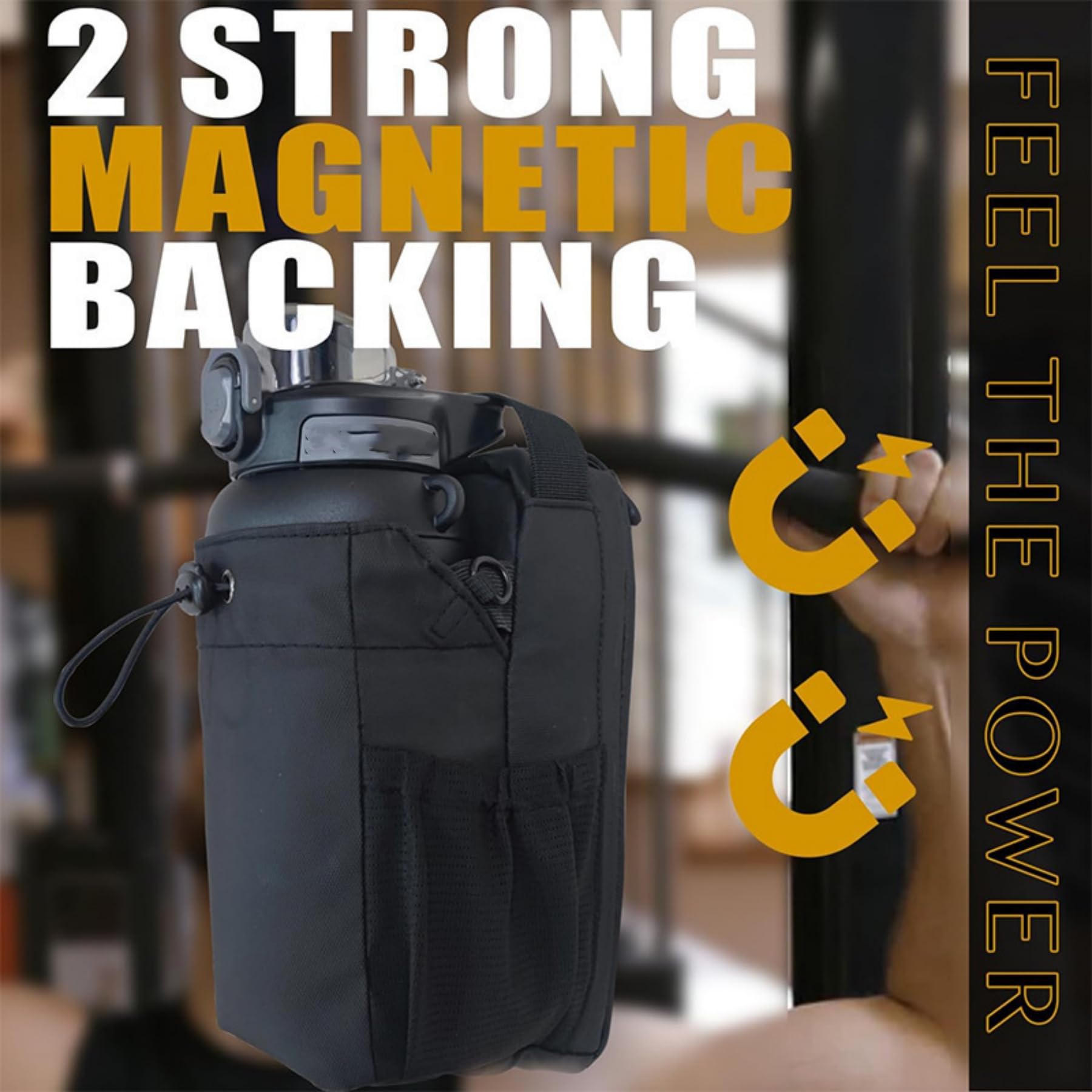 Bolsa magnética de gimnasio con soporte para botella de agua - Bolsa de hombro para entrenamientos y viajes