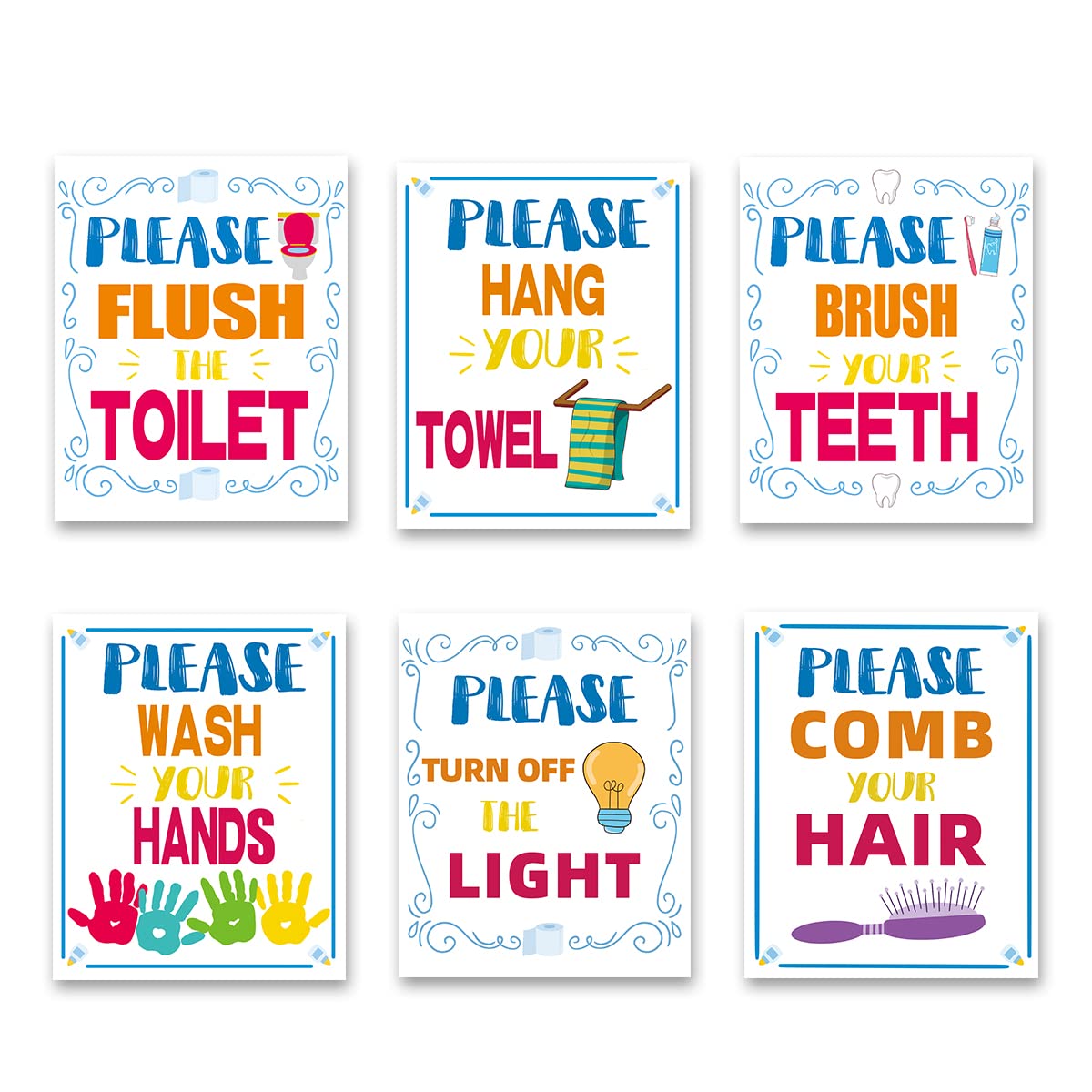Amazon.com: YIMEHDAN Colorful Bathroom Quote Wall Art Print- Bathroom or Nursery Wash Room Decor ...