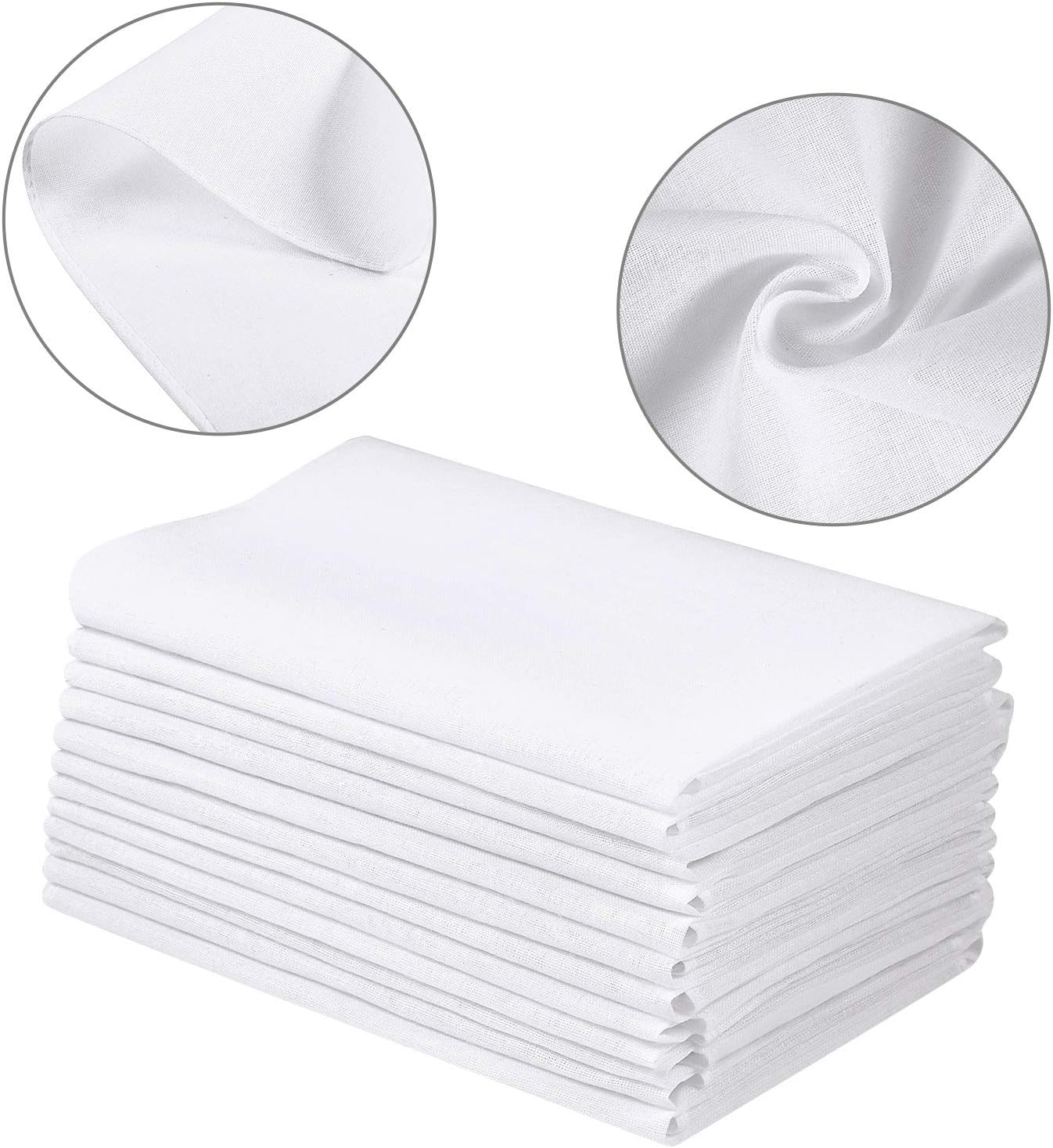 Leinuosen White Handkerchiefs Classic Hankies Bulk Set Pocket Square Towel Small Size for Tea Parties for Men - Image 2