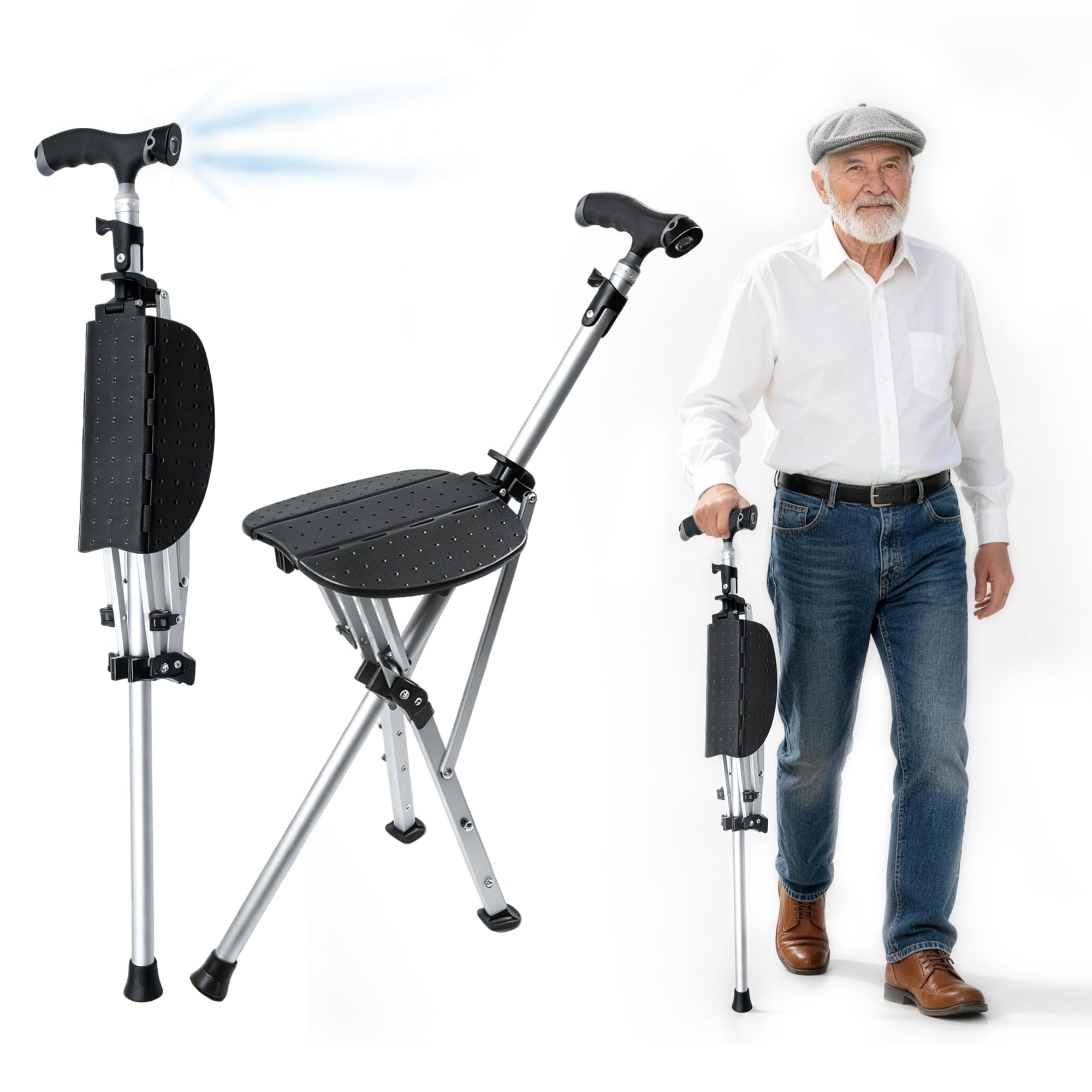 Photo 1 of ***FACTORY SEALED***Cane with Seat Folding Lightweight Walking Cane Stick with Seat for Seniors