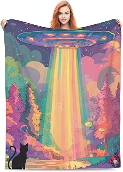 Alien Spaceship 50x40 Inch Soft Fleece Throw Blanket - Lightweight Velvety Plush for Couch, Bed & Sofa, Cozy Autumn & Winter Home Decor, Perfect Christmas & Thanksgiving [4]