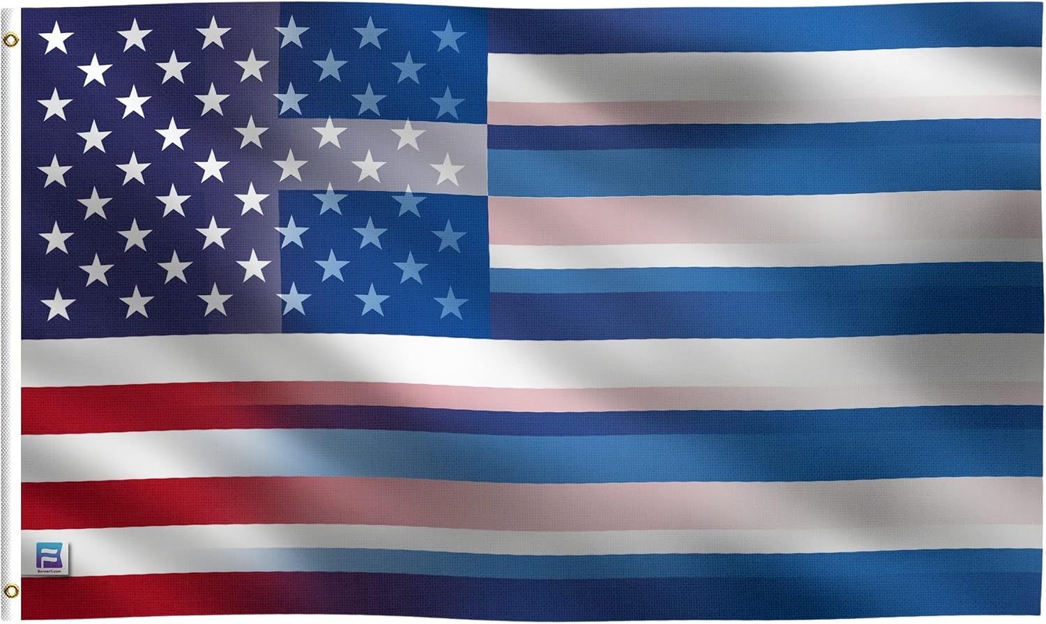 3x5 ft Greek American Hybrid Flag: 100% Polyester Banner, Brass Grommets & Strong Canvas Header, For Use Outdoor or Indoor