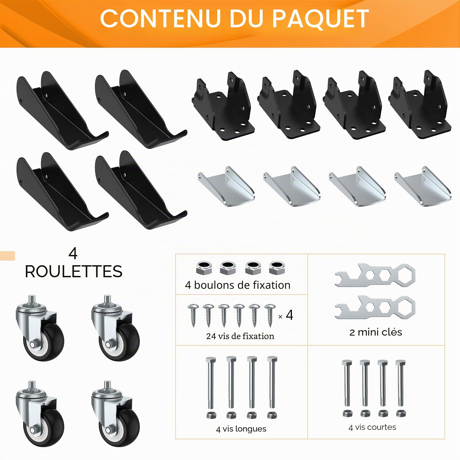 SOLEJAZZ Kit de roulettes d'établi Capacité de 300 kg 4 Roulettes d'établi rétractables robustes Roues en uréthane de construction en acier, gabarit d'installation en prime, paquet de 4