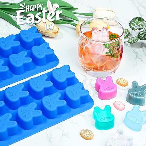 Miniatura 6 de Webake Moldes de silicona para cubitos de hielo de conejo, 8 cavidades para chocolate, dulces, cubitos de hielo, decoraciones de cupcakes, ideales