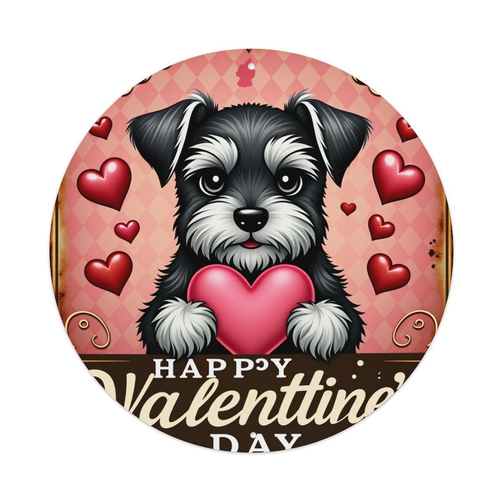 Cute Dog Holding Heart Valentine Metal Tin Sign Vintage Garden Bedroom Cafe Bar Man Cave Home Wall Decor Metal Poster 8x8 inches