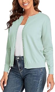 CUNYI Women's Crew Neck Cardigan
