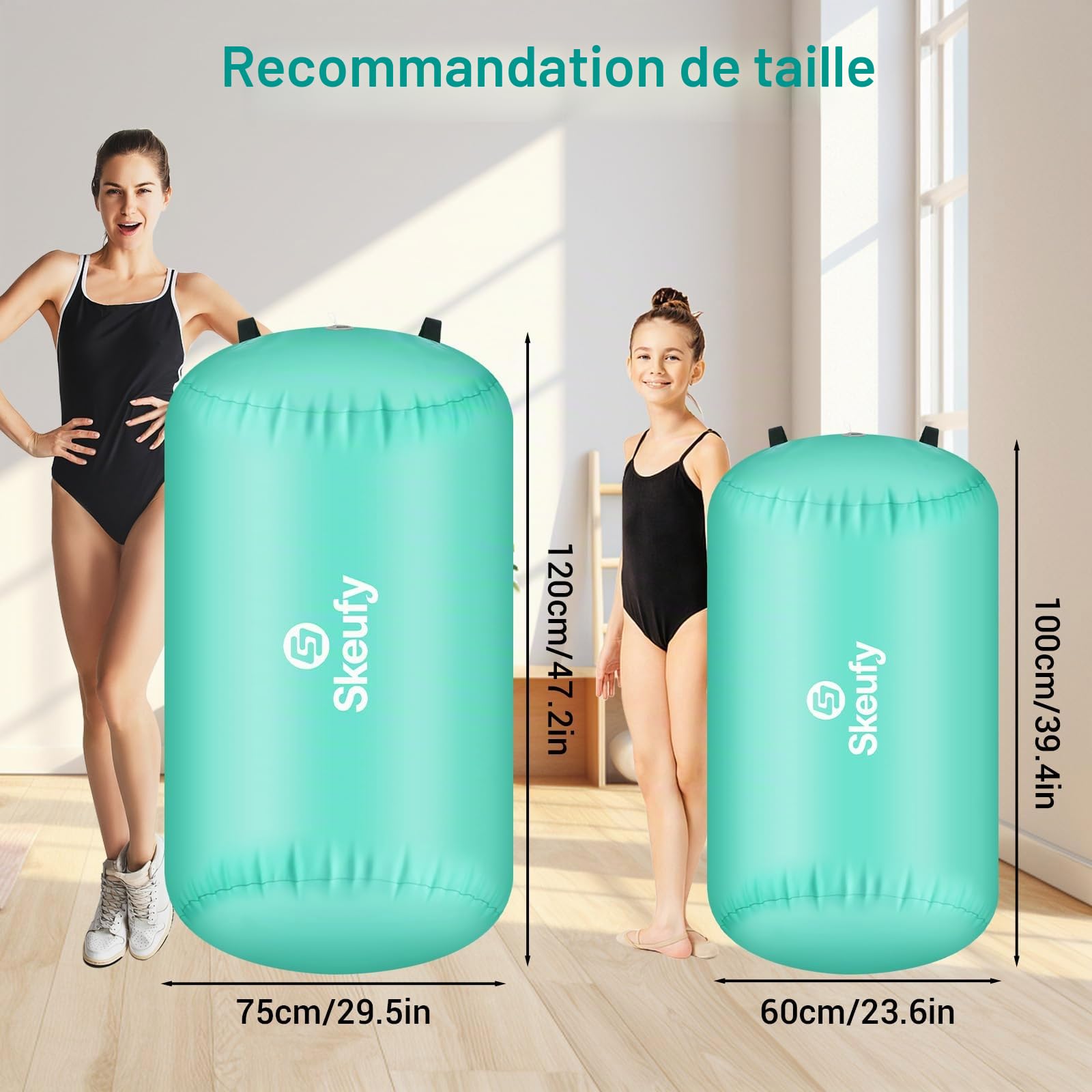 Skeufy Air Mat Track, Tapis De Gymnastique Gonflable Pour Yoga Avec Pompe À Air Électrique, Tapis De Gymnastique Airroll Air Roll, Tapis De Sport Pour La Maison Et L'extérieur