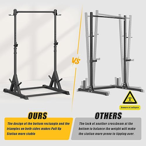 Vista 6 de Estación de dominadas, barra de dominadas de entrenamiento de fuerza, de pie, estación de barra de dominadas ajustable y resistente, capacidad