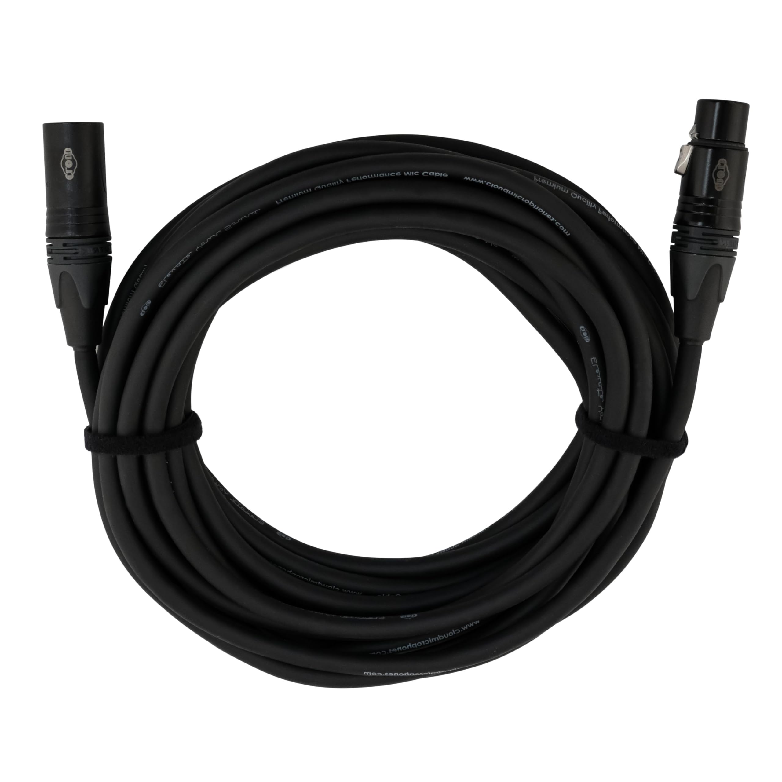 Cloud Microphones Hochwertiges Performance-XLR-Kabel – Neutrik-Stecker, vergoldet, geflochtene Abschirmung, schwarze PVC-Ummantelung, 7,6 m