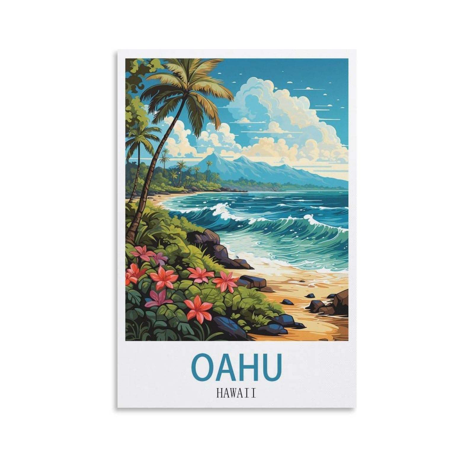 EZMLFA 5D Diamond Art Kits for Beginner,Oahu Hawaii Kits for Adults and Kids, Full Drill Round Rhinestone Paint with Diamonds,DIY 5D Diamond Art 30x40cm