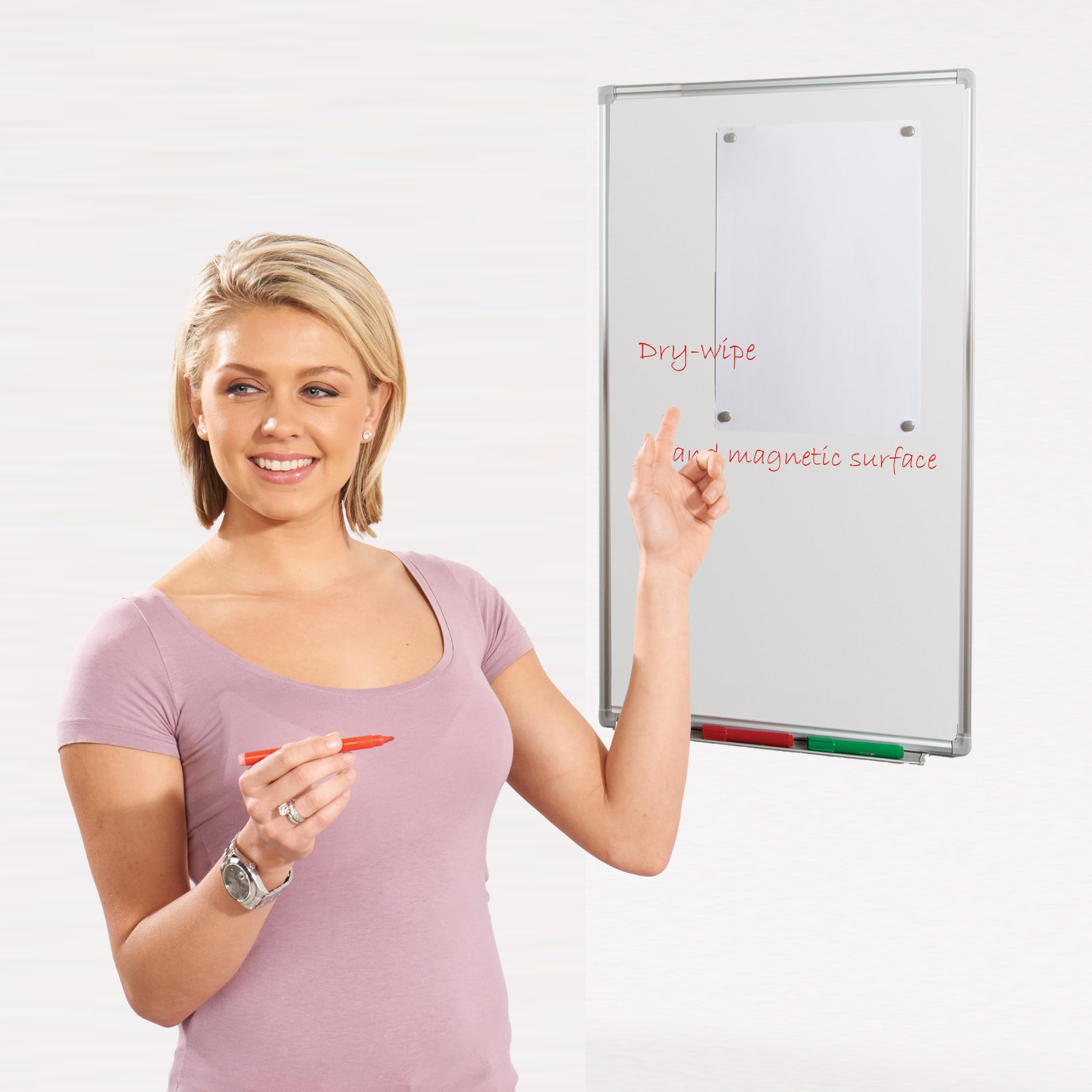 Wonderwall Magnetic Whiteboard 60 x 45 cm, Aluminium Frame, Dry-Wipe Board