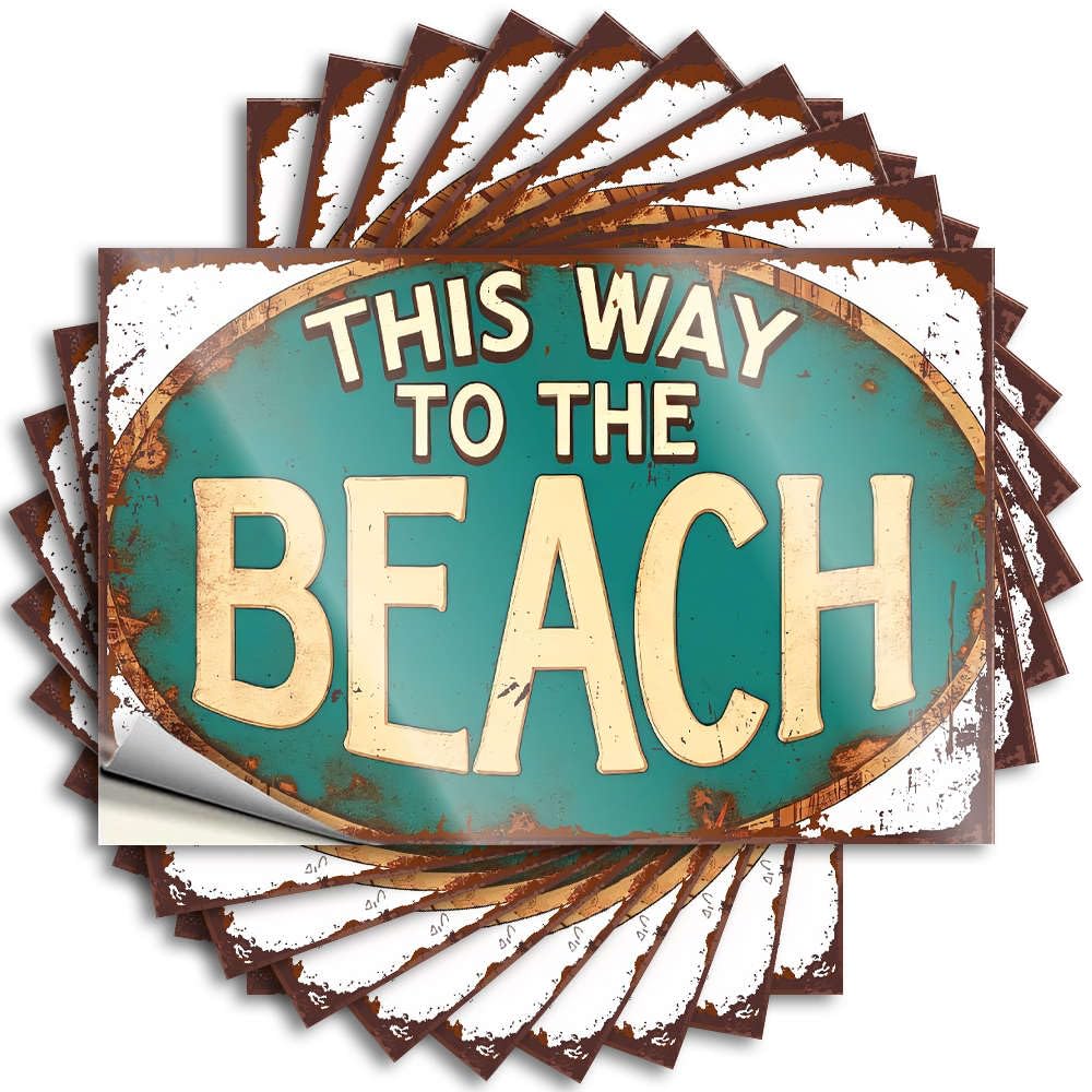 Fzfn Colour Happy Funny Sticker, Porch Decorations Tumbler This Way To The Beach. | Funny Quote Drinking Decals(12X18cm)