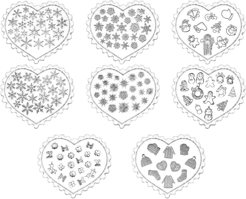 8 Piece Christmas Polymer Clay Molds Flexible Silicone Mini Molds with Snowflake Santa Festive Shapes Easy Demold DIY Handicraft Moulds for Jewelry Making Clay Craft Nail Art Decoration