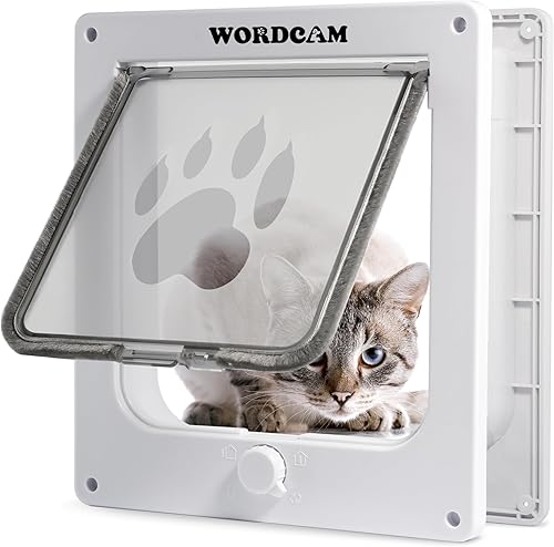 Wordcam Puerta grande para gatos (tamaño exterior 10.7 x 9.5 pulgadas), puerta de gato robusta para puertas interiores exteriores, puerta con solapa