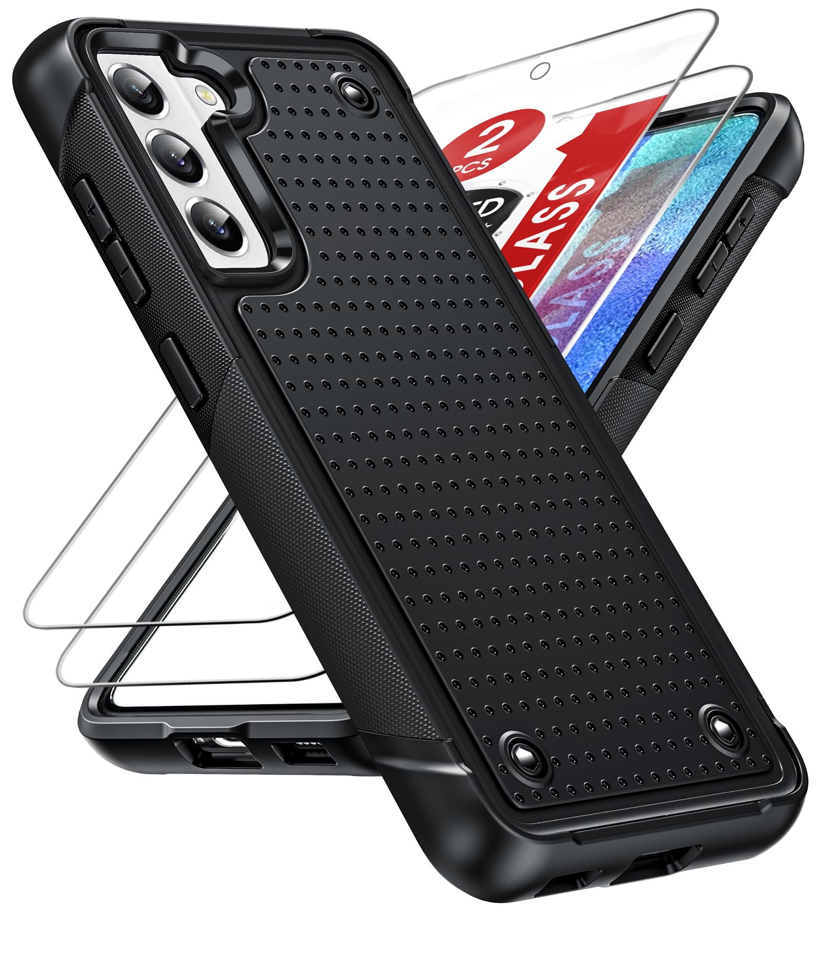 LeYi for Galaxy S21 FE 5G Case: S21FE Case with [2 Pack] Screen Protectors, Shockproof Heavy Duty Dual Layer Protective Ha...