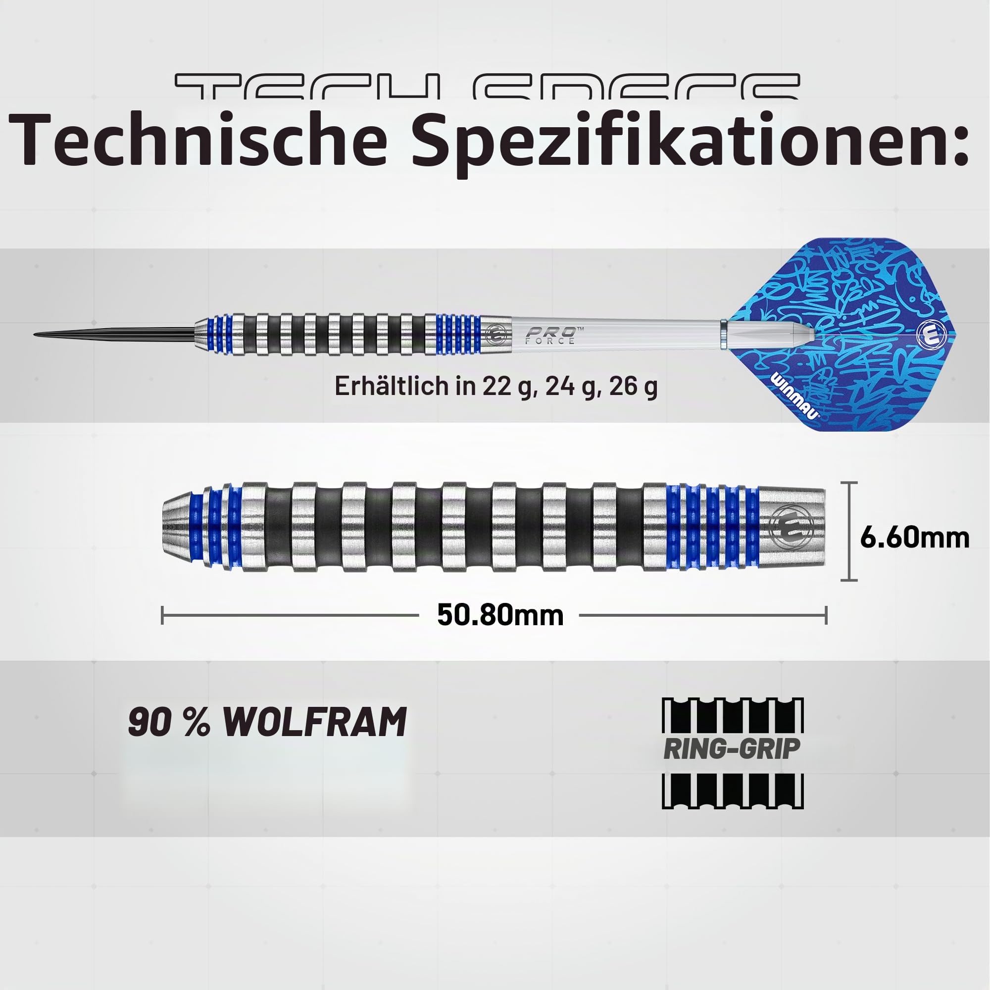 WINMAU Darts Advance 500 Series Dartpfeile mit Dartflüge und Dart Stiele