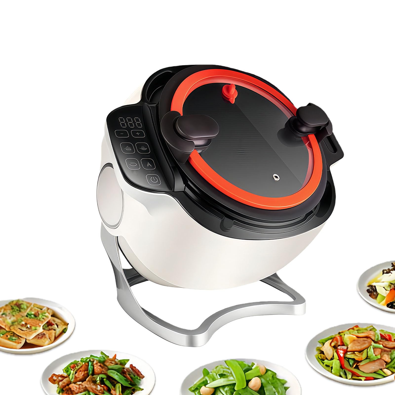 Automatic Cooking Machine, 6l Auto Cooking Wok Fried Rice Machine,One-Click Smart Start, Three Speed Adjustable,360 ° Automatic Rotation, For Stir Frying, Stewing, Cooking, Soup Making 220V