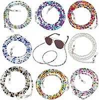 8-Pack Tiwnefua Beaded Eyeglass Chains for Women & Girls - Colorful Multifunctional Mask Lanyards, Sunglass Holders & Necklace Straps