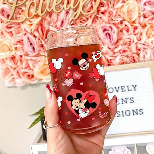 Miniatura 3 de Elitles Made Adhesivos de transferencia de vasos UV DTF para San Valentín para vidrio de 16 onzas, 9 hojas de amor, corazón, caricaturas,