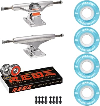 Skateboard Package Independent 159 Trucks 53mm 83A Blue Cruiser Wheels Bones Reds